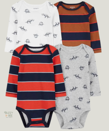 Kit body bebê 4 peças dinossauros e listrado multicor | Carter's