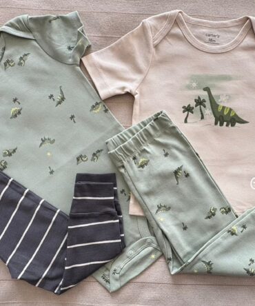Conjunto longo bebê 4 peças dino verde | Carter's