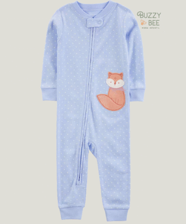 Macacão pijama bebê com pezinho raposa azul | Carter's