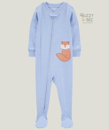 Macacão com pésinhos raposa azul | Carter's
