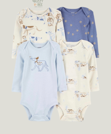 Kit body bebê 4 peças manga longa cachorros multicor | Carter's