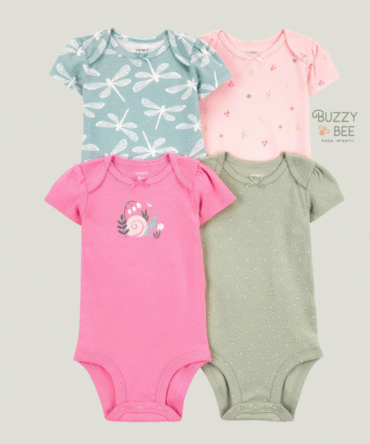 Kit body 4 peças manga curta beija-flor multicor | Carter's