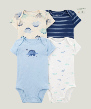 Kit body 4 peças manga curta dinossauros azul | Carter's