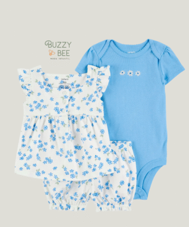 Conjunto florido 3 peças azul | Carter's