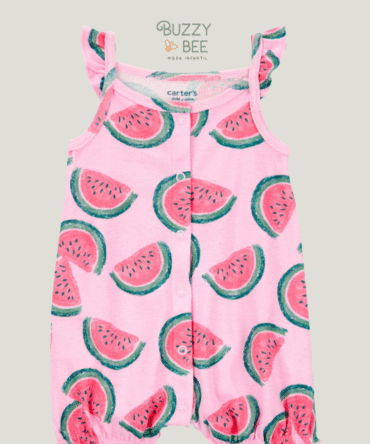 Macaquinho de botões regata melancia rosa | Carter's