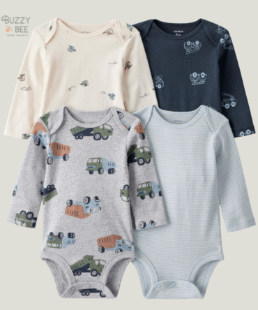 Kit body 4 peças manga longa estampa de carrinhos | Carter's