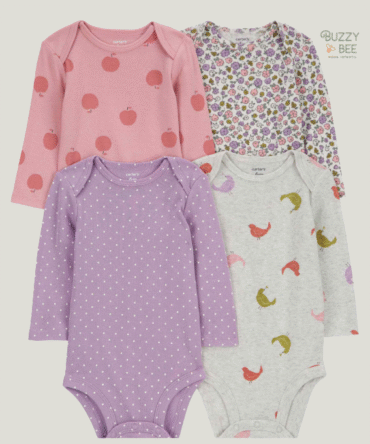 Kit body bebê 4 peças flores e maça multicor | Carter's