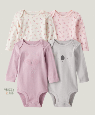 Kit body 4 peças flores e raposa multicor | Carter's