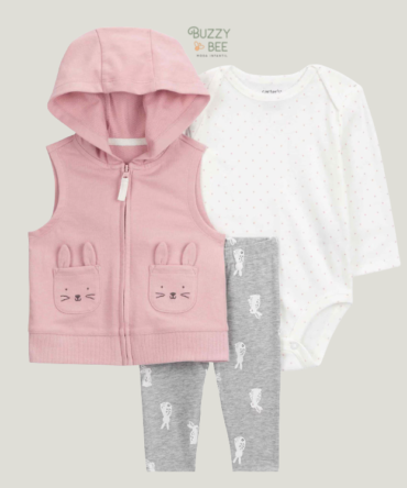 Conjunto longo bebê 3 peças capuz com coelho interativo multicor | Carter's