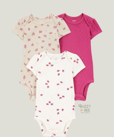 Kit body bebê 3 peças flores e joaninhas multicor | Carter's