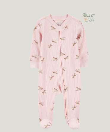Macacão bebê manga longa com pezinho cavalo rosa | Carter's